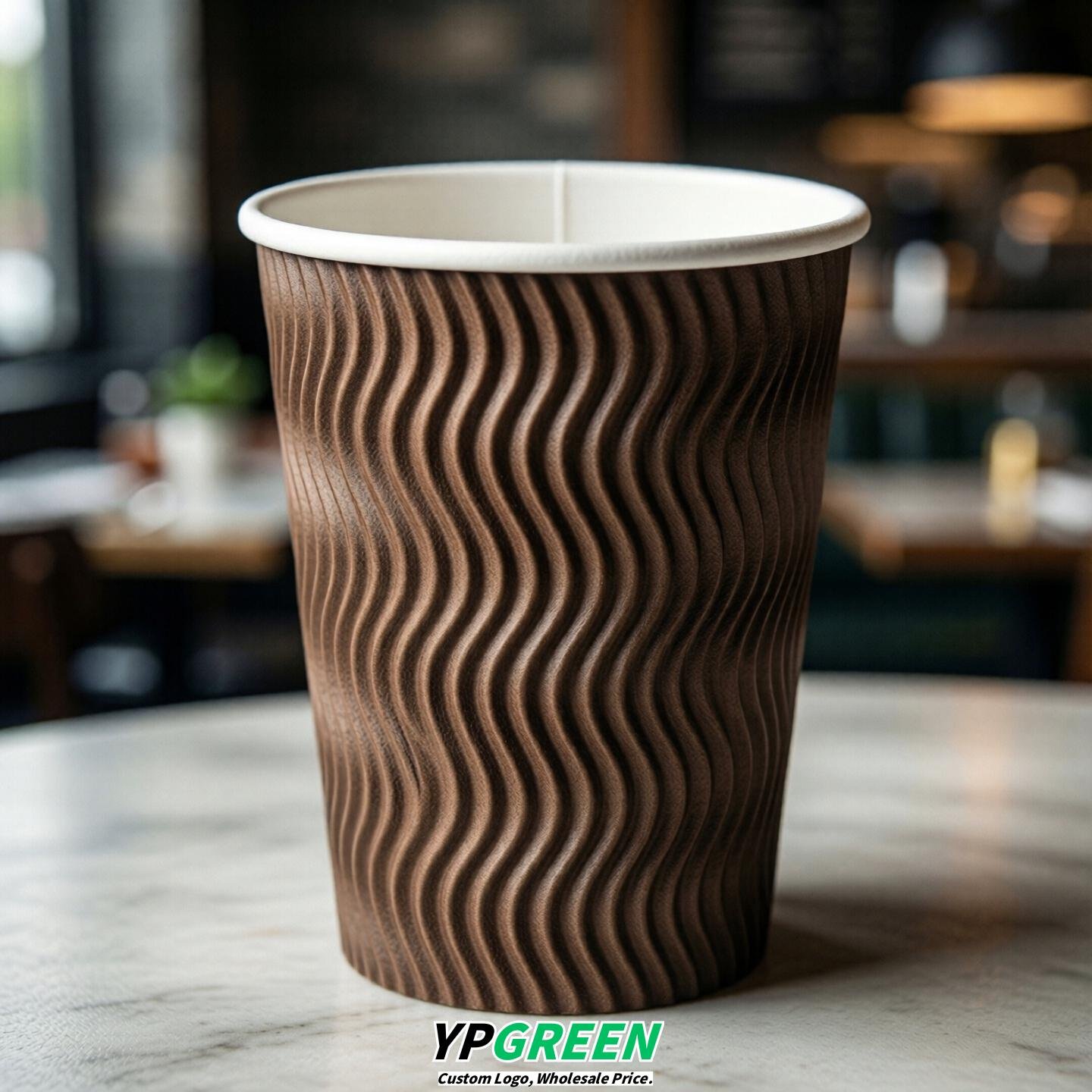 Coffee Embossed Paper Cups 10oz/12oz/16oz/20oz/22oz