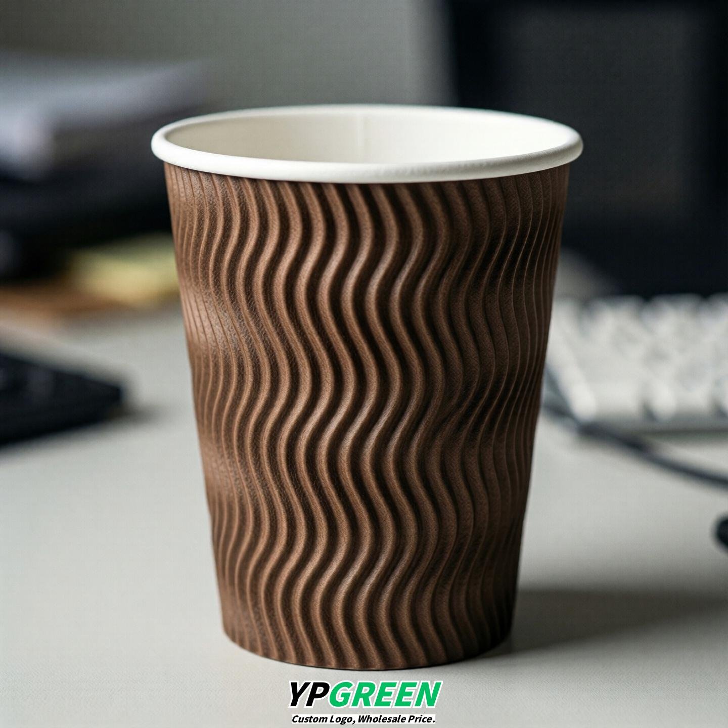 Coffee Embossed Paper Cups 10oz/12oz/16oz/20oz/22oz