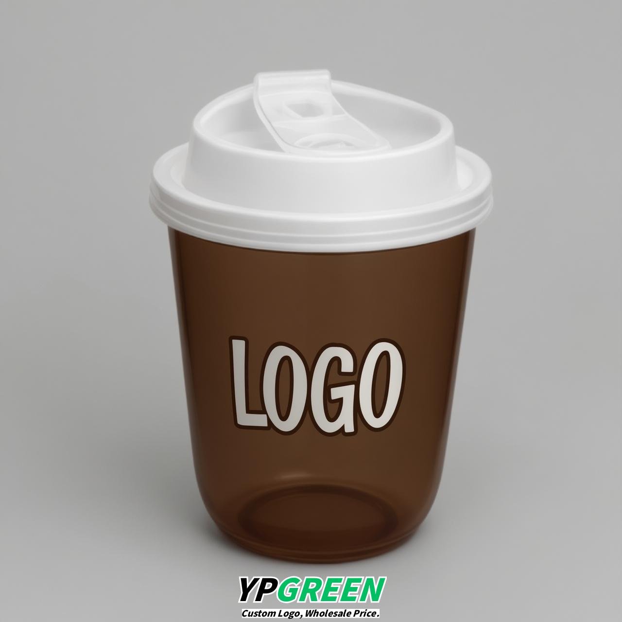 Coffee U Shape Cups with Lid - Custom Logo PP & PET Plastic Disposable