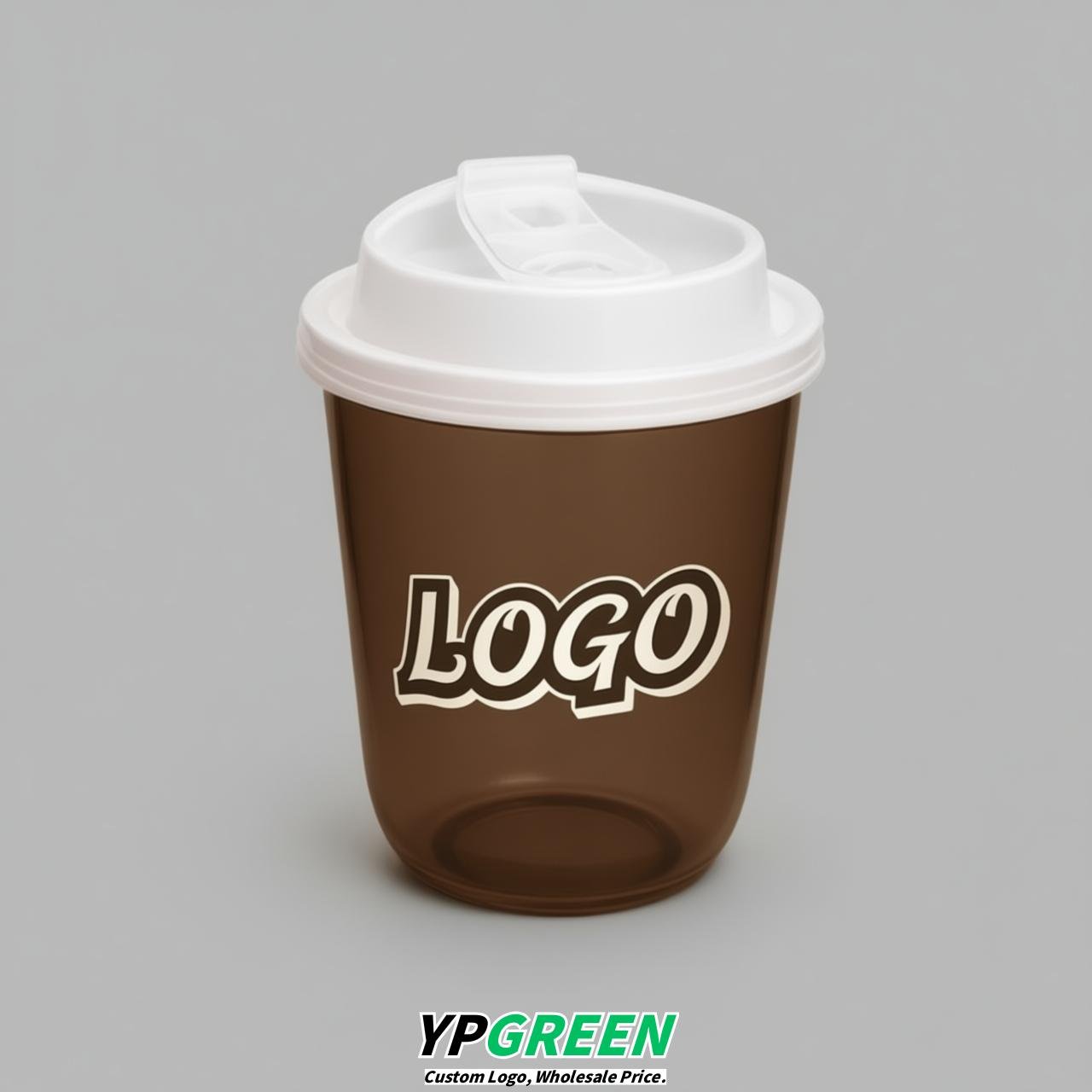 Coffee U Shape Cups with Lid - Custom Logo PP & PET Plastic Disposable