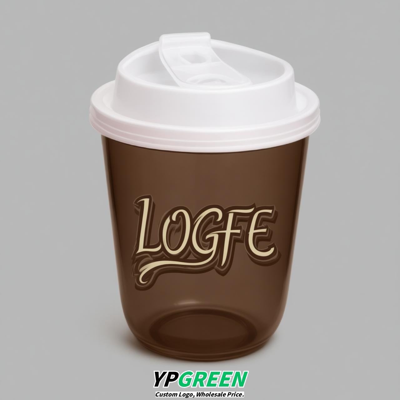 Coffee U Shape Cups with Lid - Custom Logo PP & PET Plastic Disposable