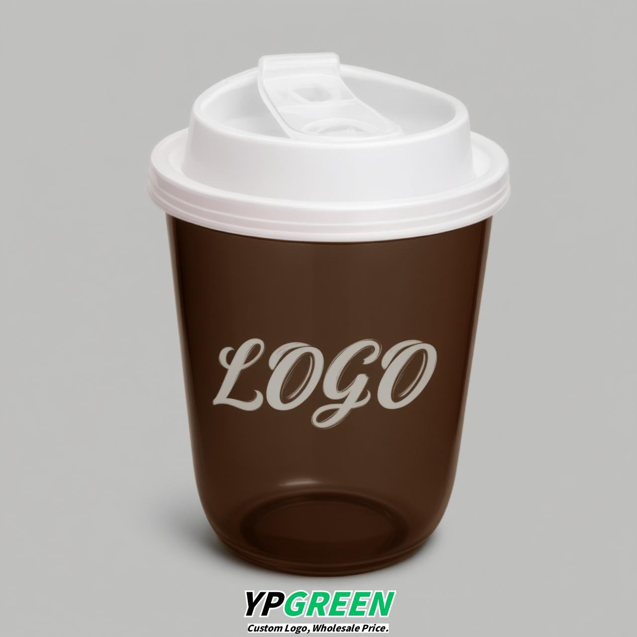 Coffee U Shape Cups with Lid - Custom Logo PP & PET Plastic Disposable
