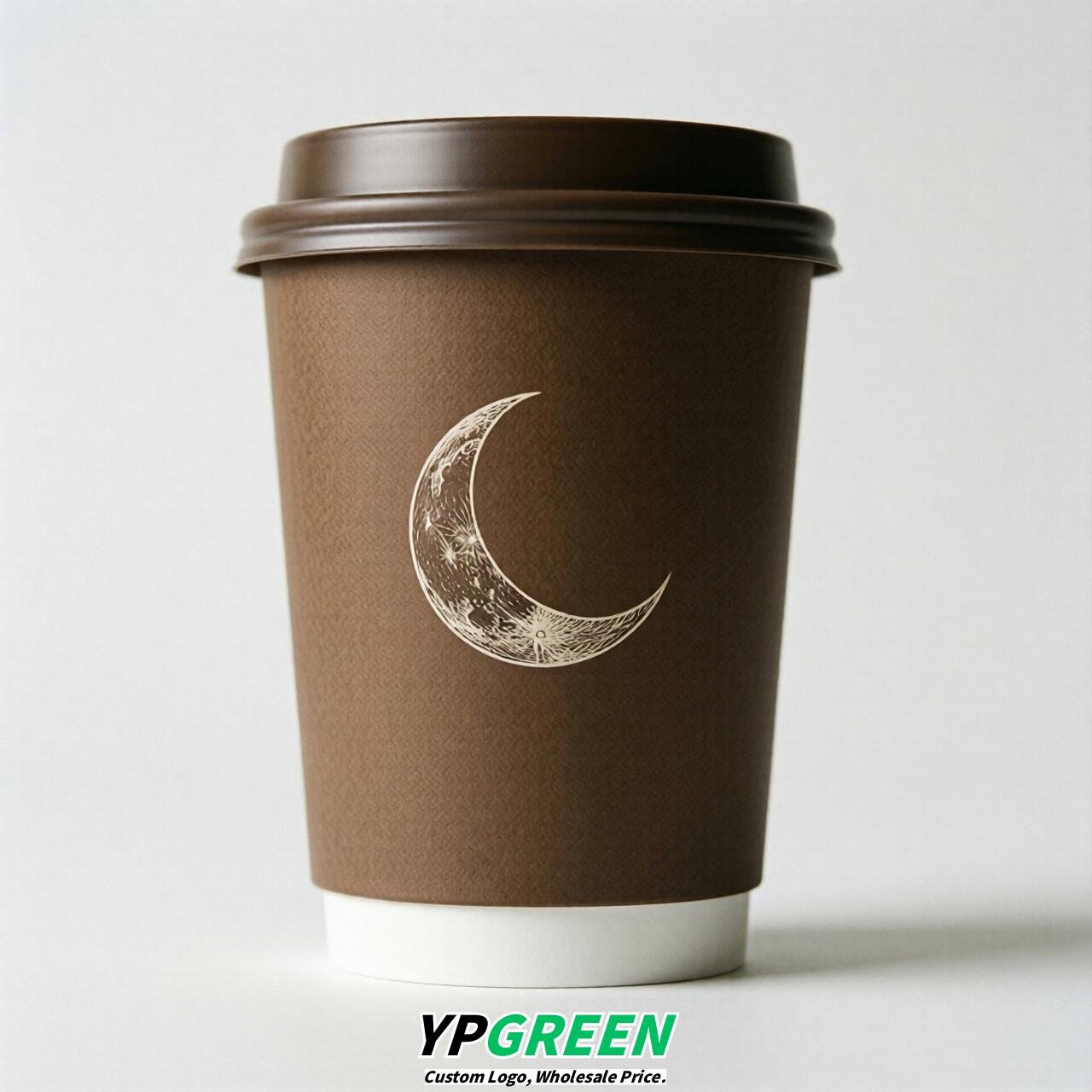 Coffee Moon Paper Cups with Lids 8-24oz