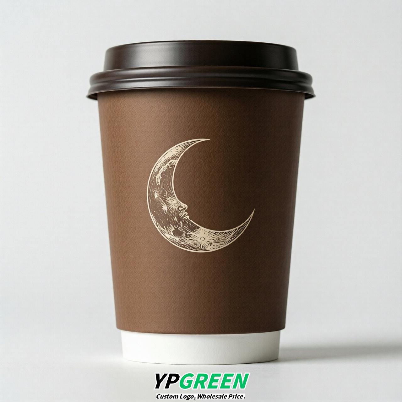 Coffee Moon Paper Cups with Lids 8-24oz