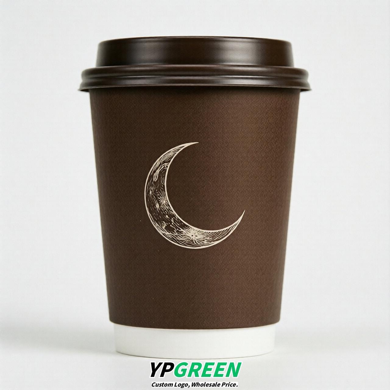 Coffee Moon Paper Cups with Lids 8-24oz