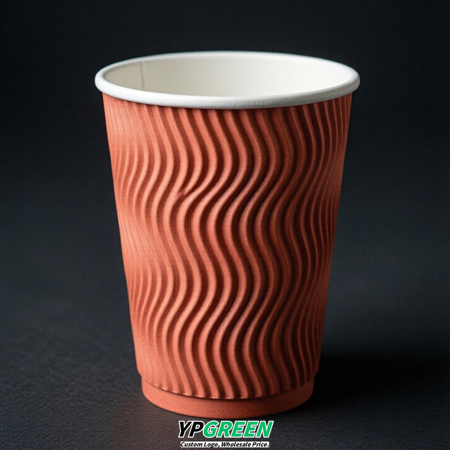 Coral Embossed Paper Cups 10oz/12oz/16oz/20oz/22oz