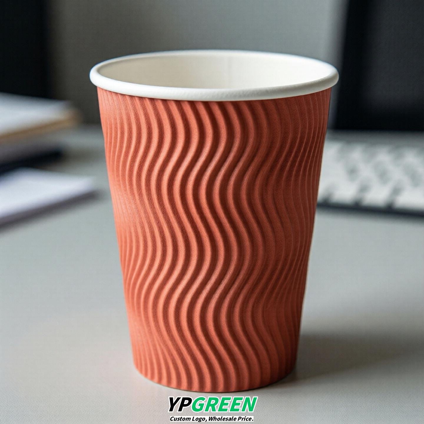 Coral Embossed Paper Cups 10oz/12oz/16oz/20oz/22oz