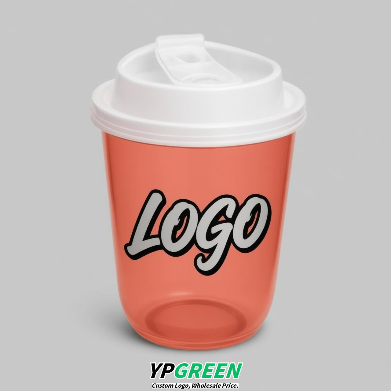 Coral U Shape Cups with Lid - Custom Logo PP & PET Plastic Disposable