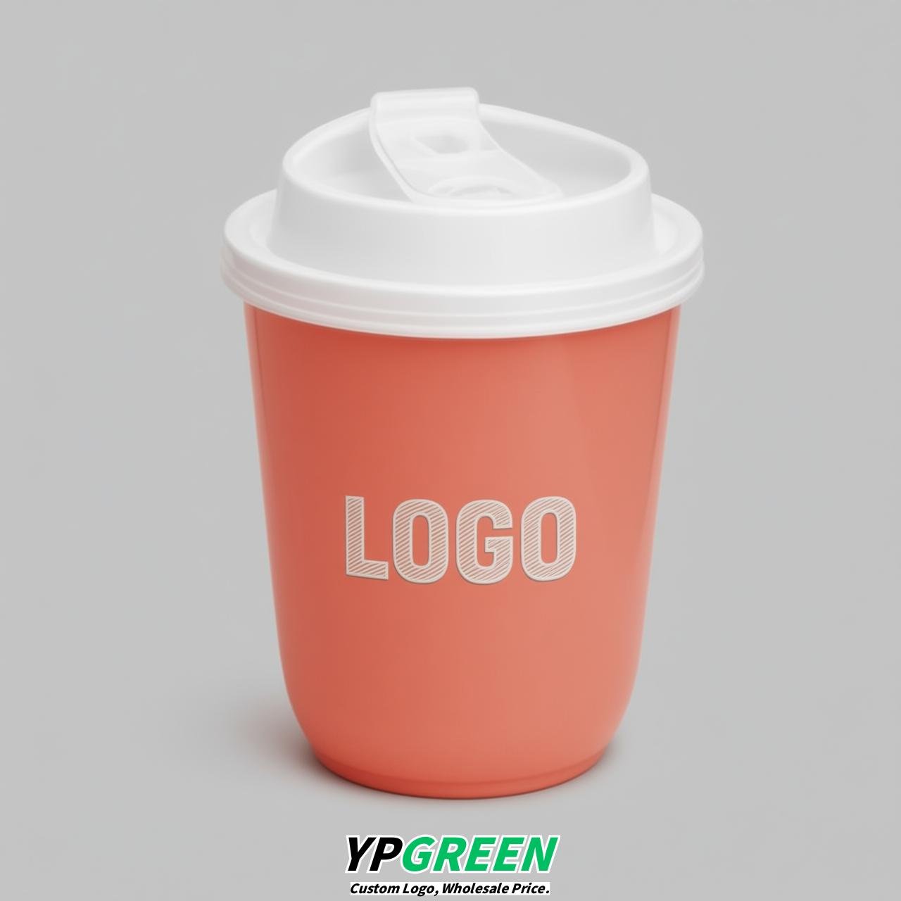 Coral U Shape Cups with Lid - Custom Logo PP & PET Plastic Disposable