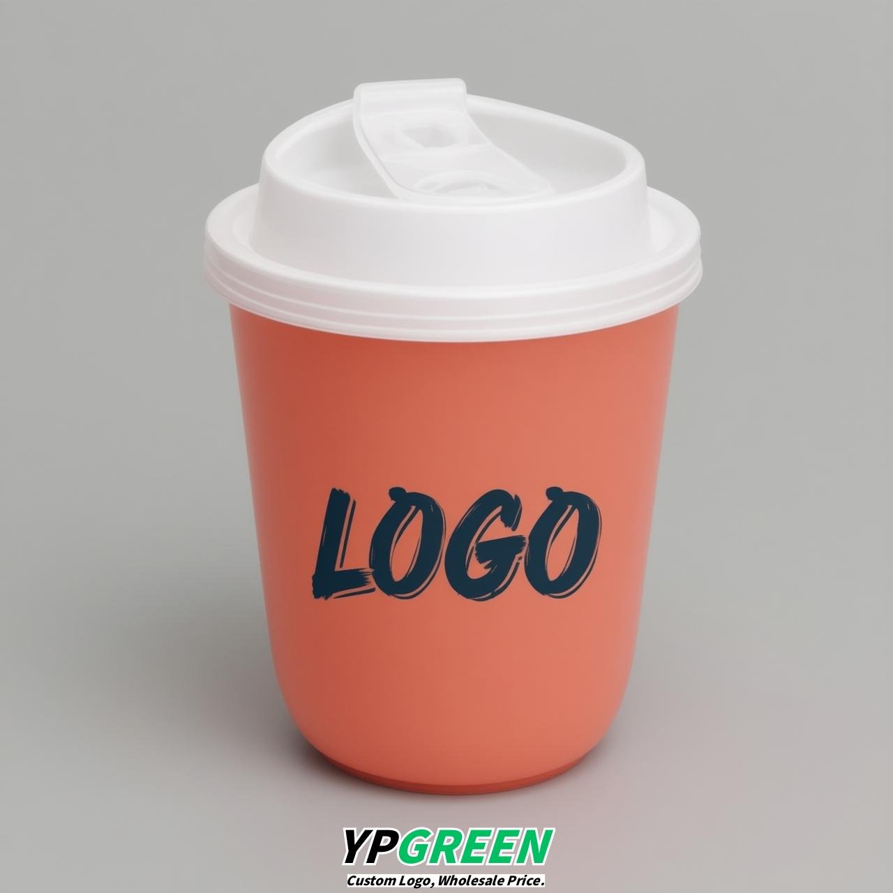 Coral U Shape Cups with Lid - Custom Logo PP & PET Plastic Disposable