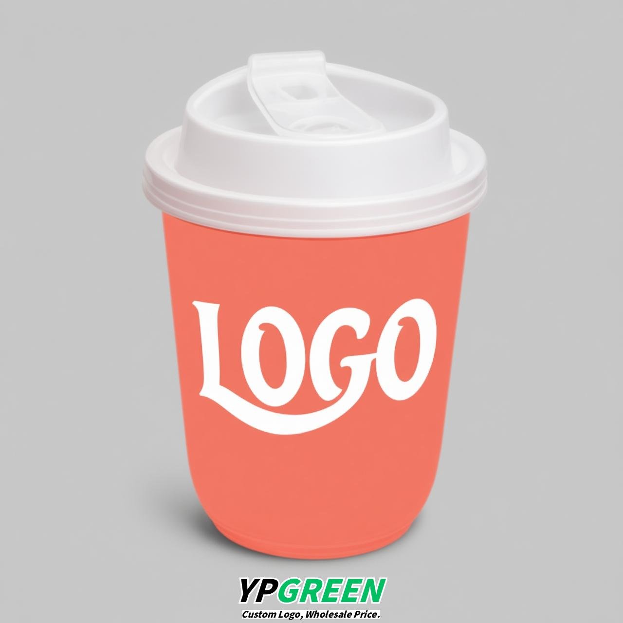 Coral U Shape Cups with Lid - Custom Logo PP & PET Plastic Disposable