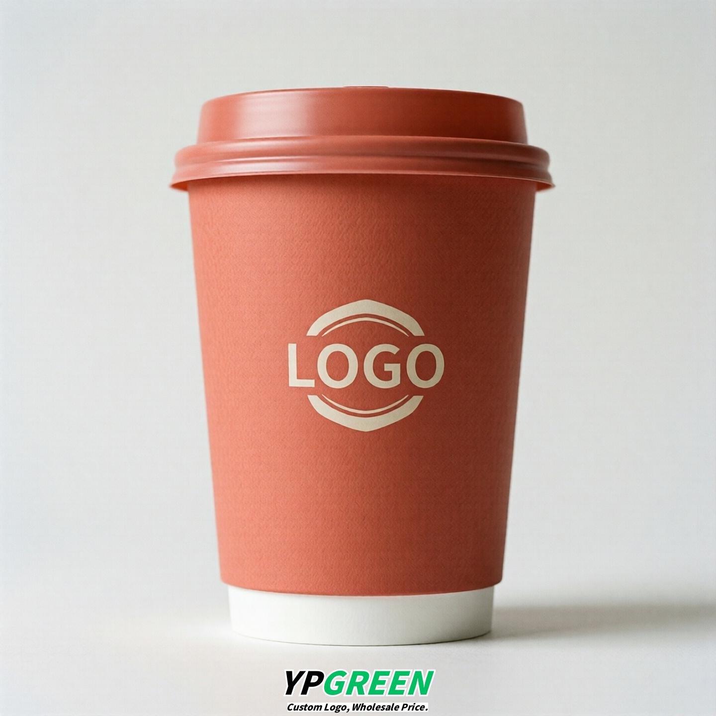 Coral Custom Logo Paper Cups: 8-24oz & Double Wall