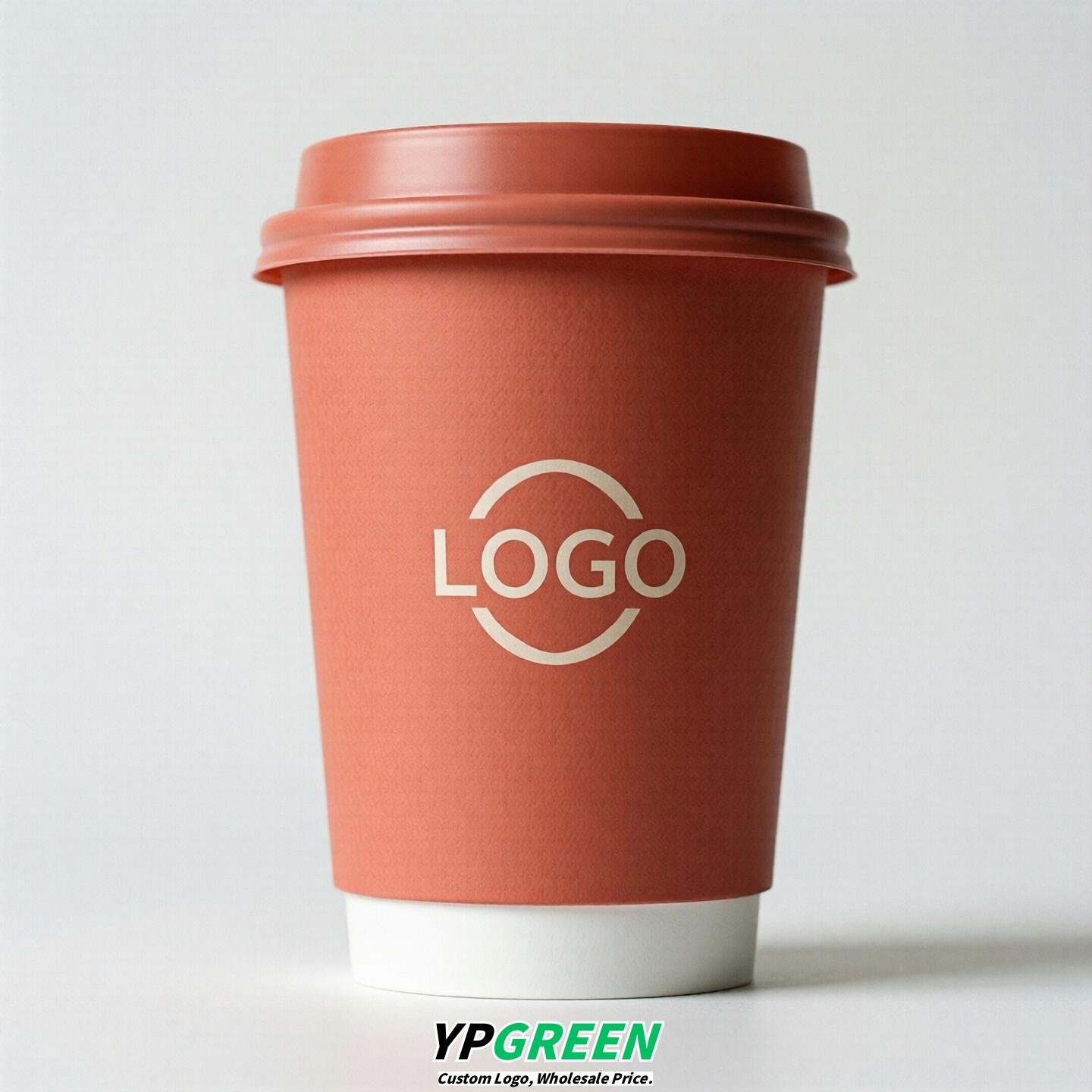 Coral Custom Logo Paper Cups: 8-24oz & Double Wall