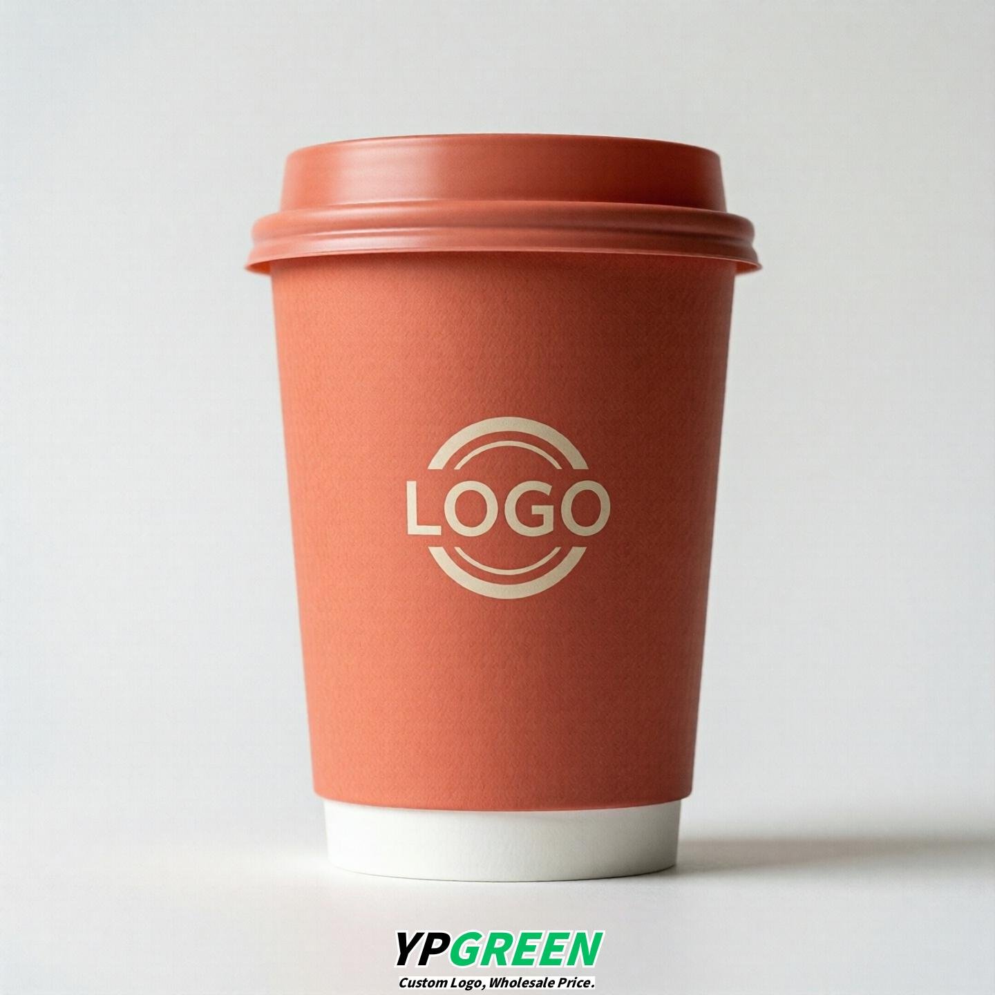 Coral Custom Logo Paper Cups: 8-24oz & Double Wall