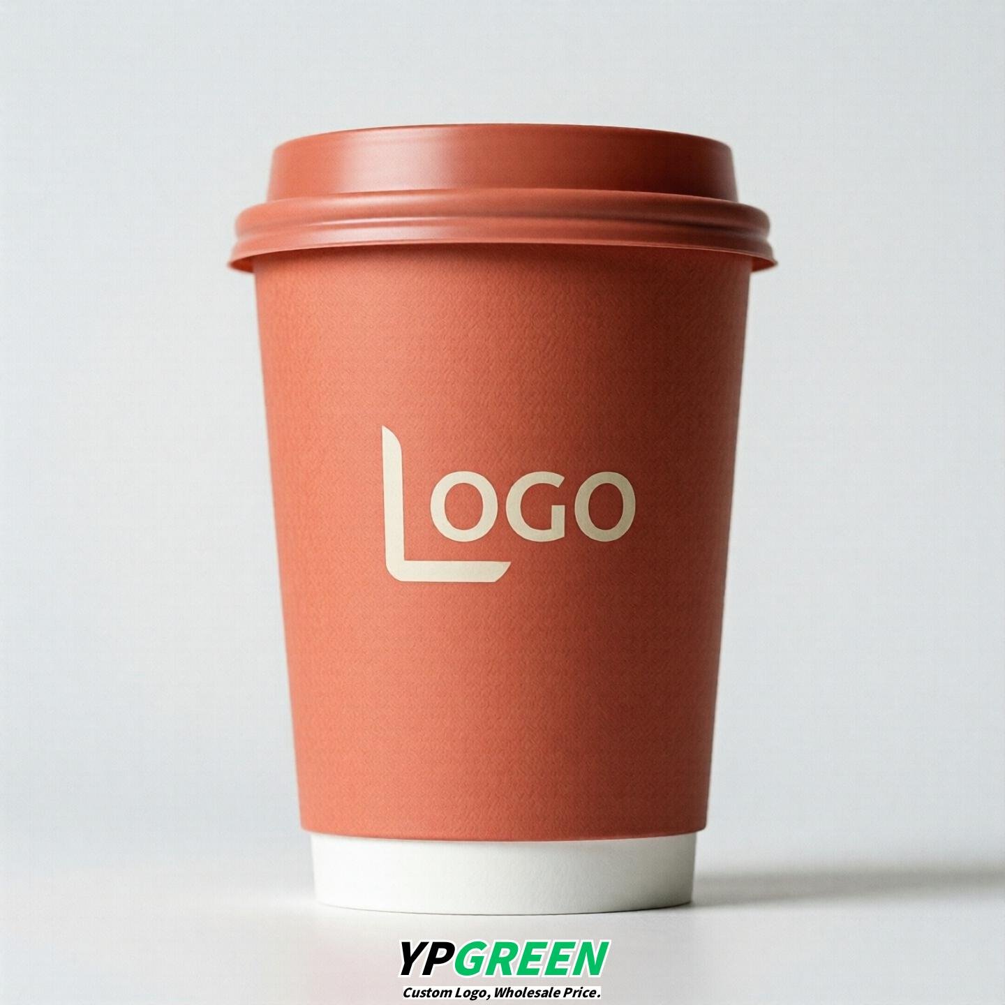 Coral Custom Logo Paper Cups: 8-24oz & Double Wall