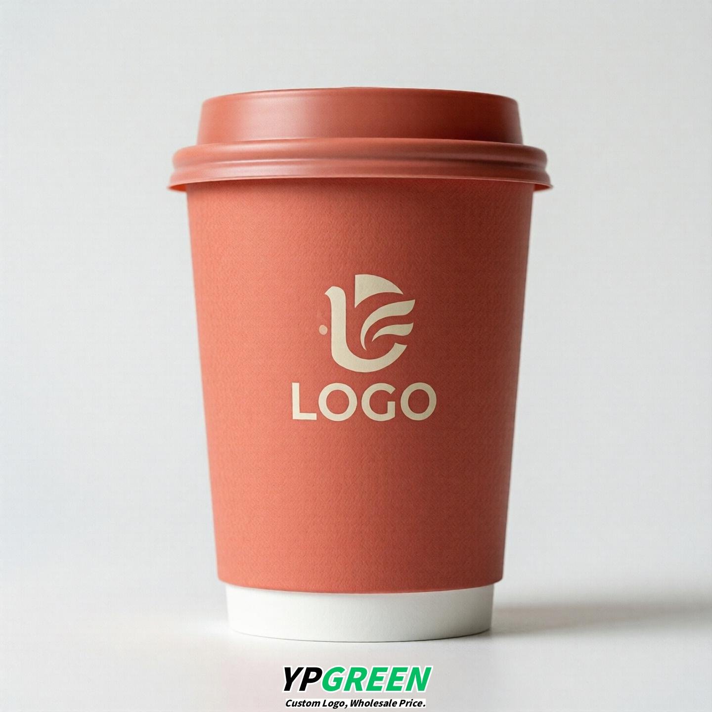 Coral Custom Logo Paper Cups: 8-24oz & Double Wall