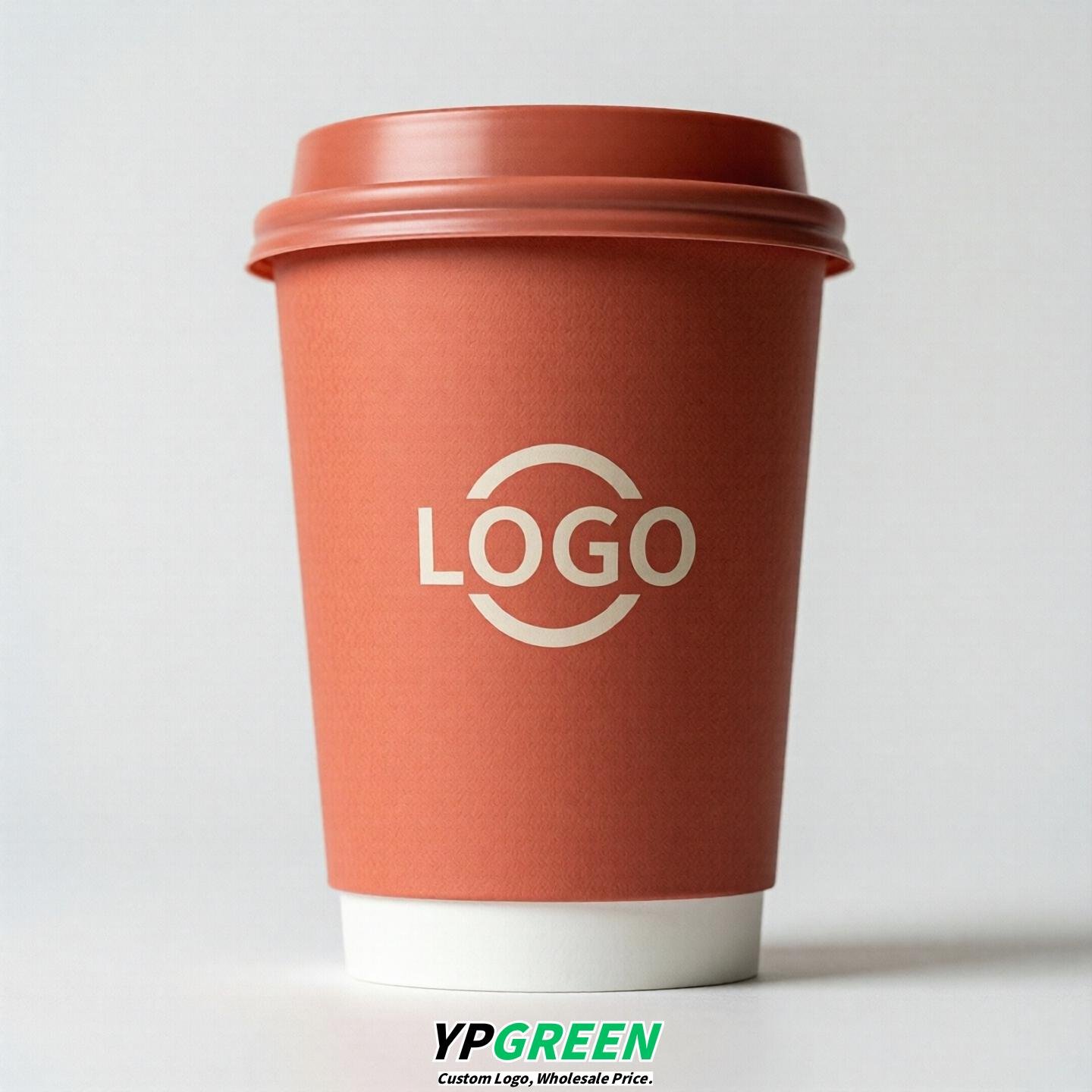Coral Custom Logo Paper Cups: 8-24oz & Double Wall
