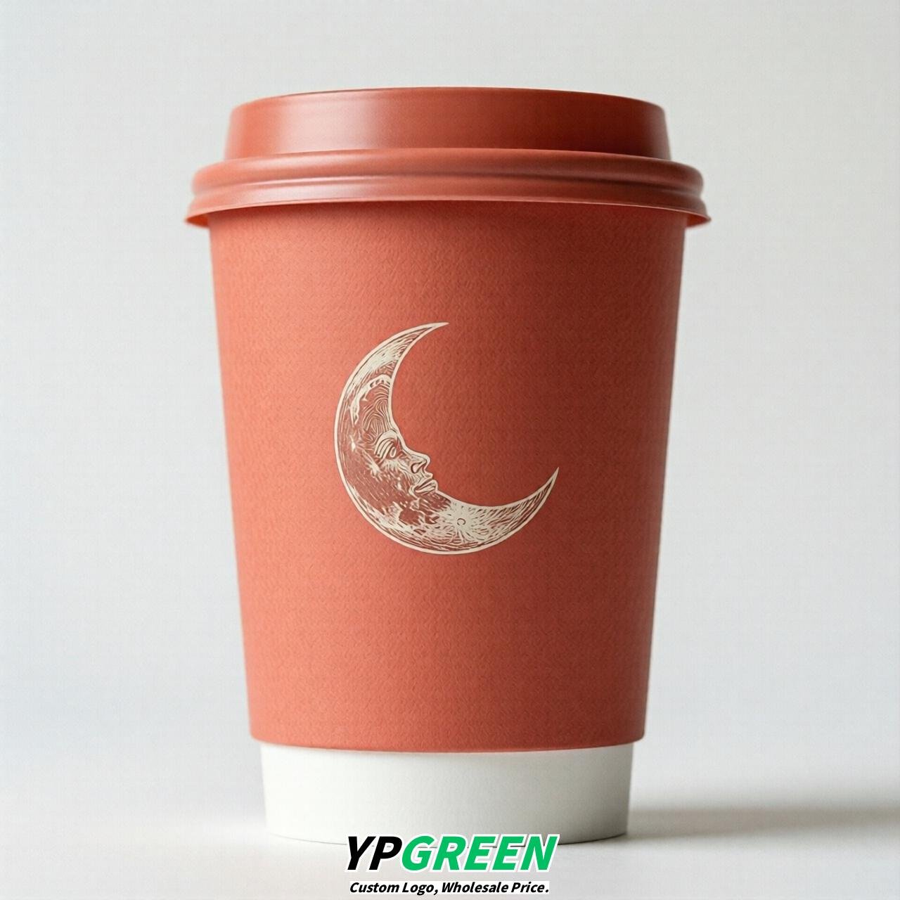 Coral Moon Paper Cups with Lids 8-24oz