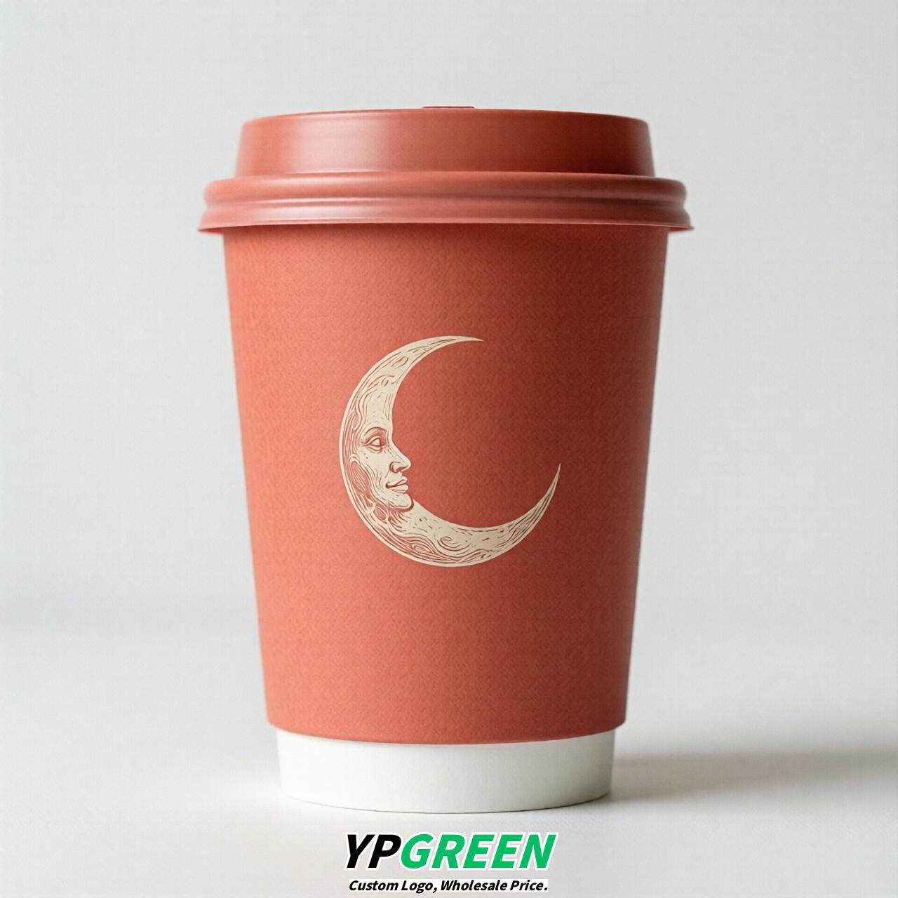 Coral Moon Paper Cups with Lids 8-24oz