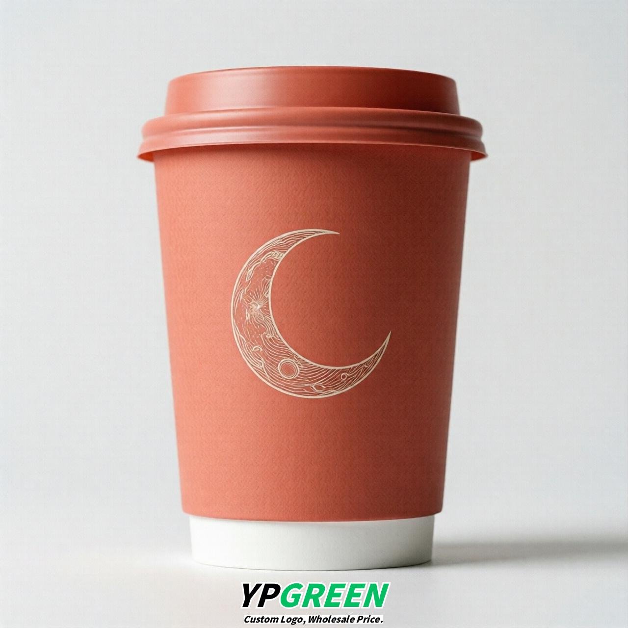 Coral Moon Paper Cups with Lids 8-24oz