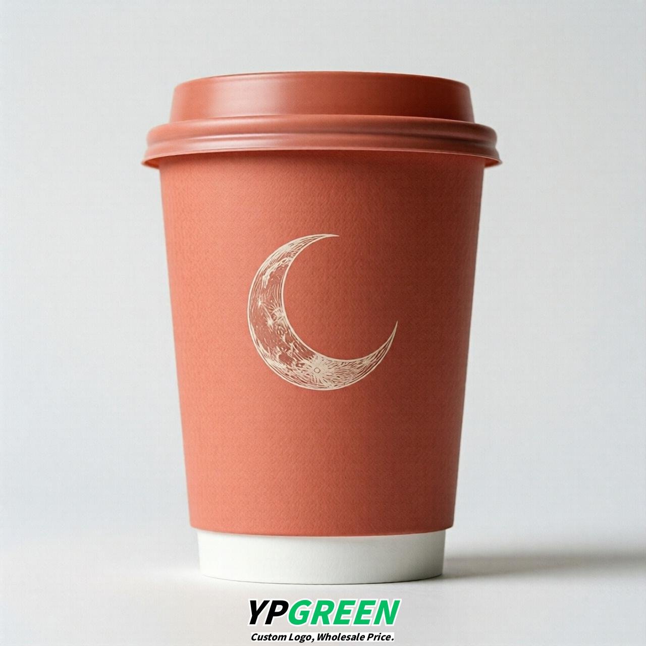 Coral Moon Paper Cups with Lids 8-24oz