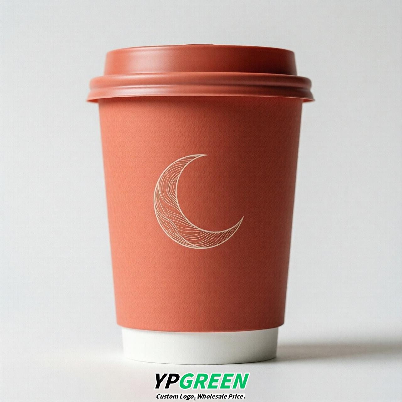 Coral Moon Paper Cups with Lids 8-24oz