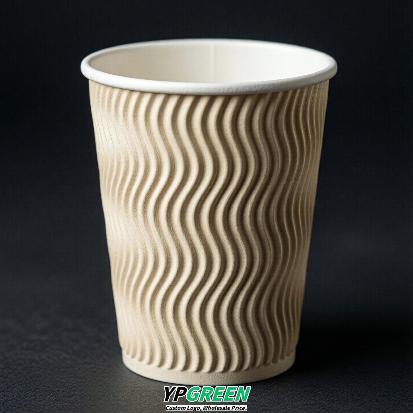 Cream Embossed Paper Cups 10oz/12oz/16oz/20oz/22oz