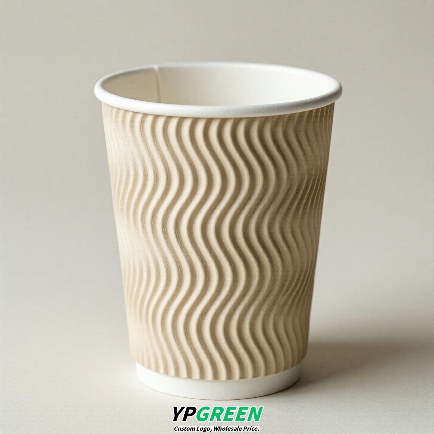 Cream Embossed Paper Cups 10oz/12oz/16oz/20oz/22oz