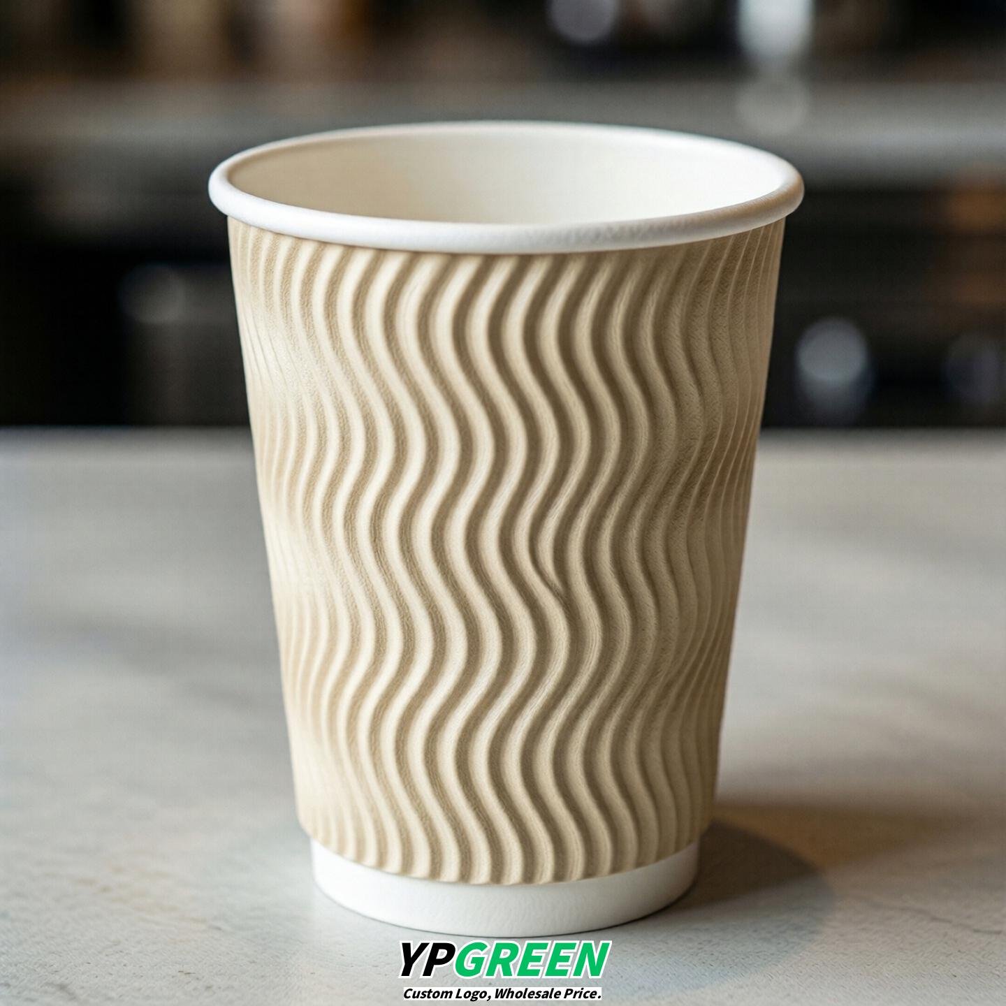 Cream Embossed Paper Cups 10oz/12oz/16oz/20oz/22oz