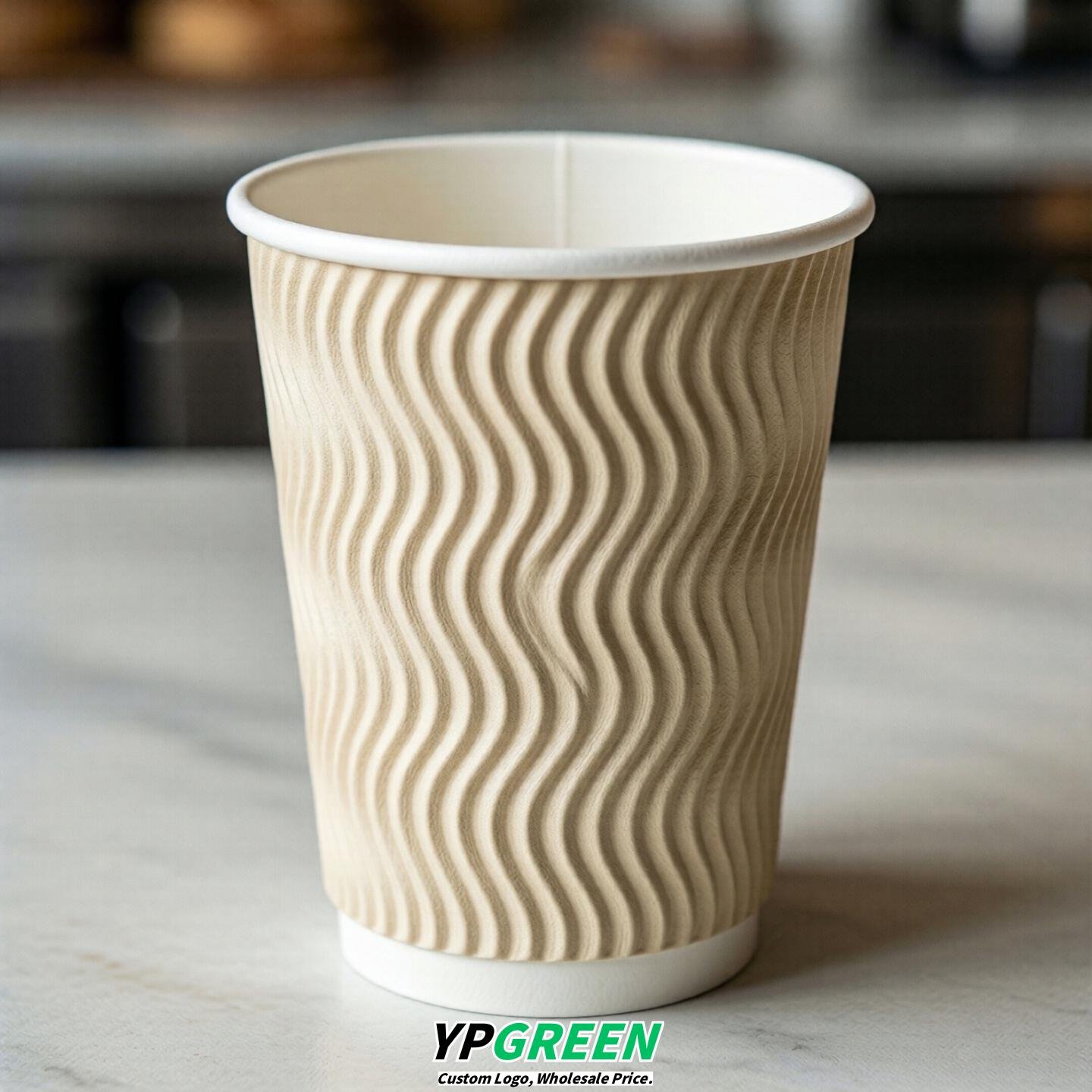 Cream Embossed Paper Cups 10oz/12oz/16oz/20oz/22oz