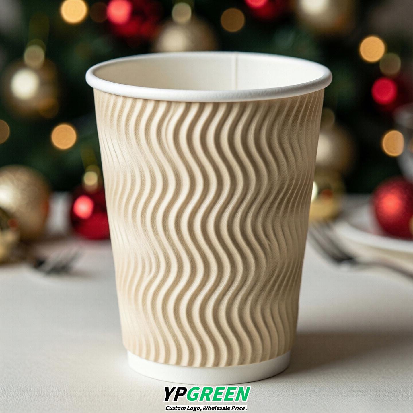 Cream Embossed Paper Cups 10oz/12oz/16oz/20oz/22oz