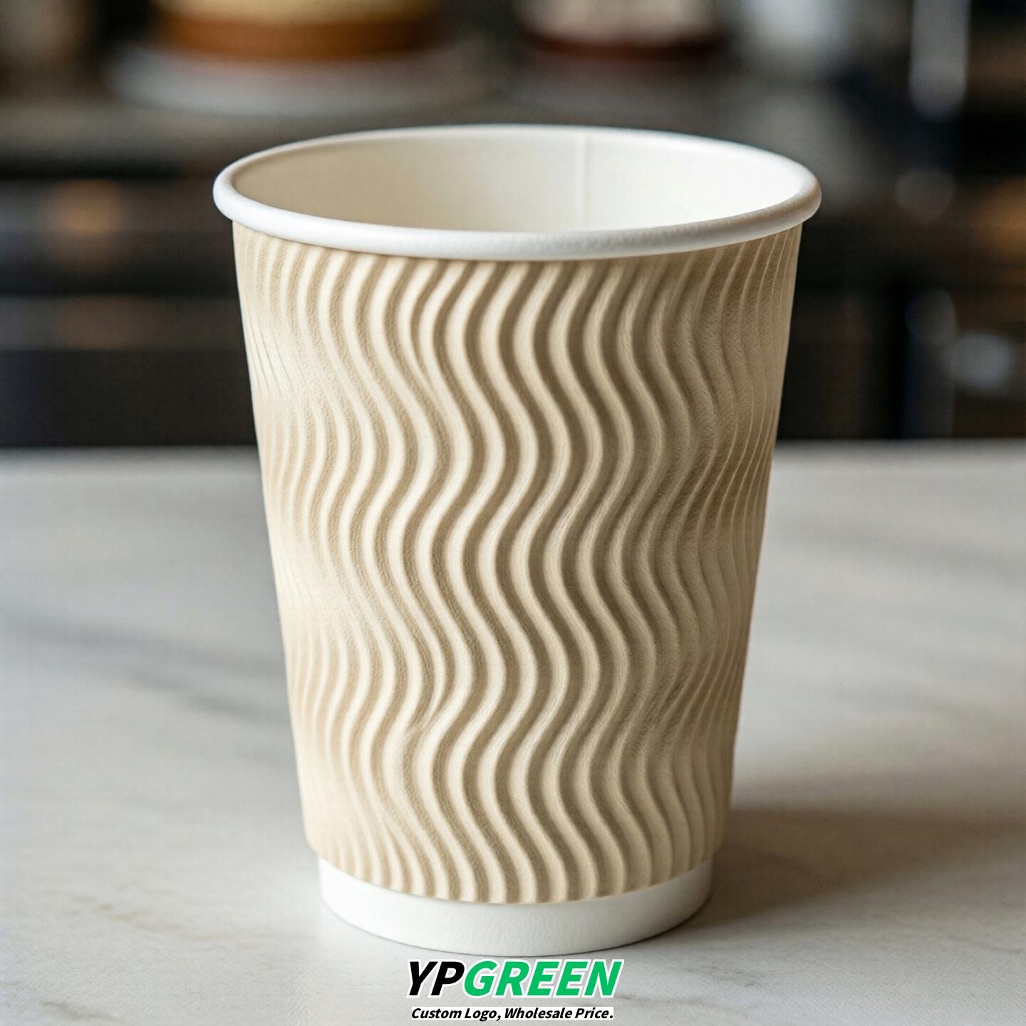 Cream Embossed Paper Cups 10oz/12oz/16oz/20oz/22oz
