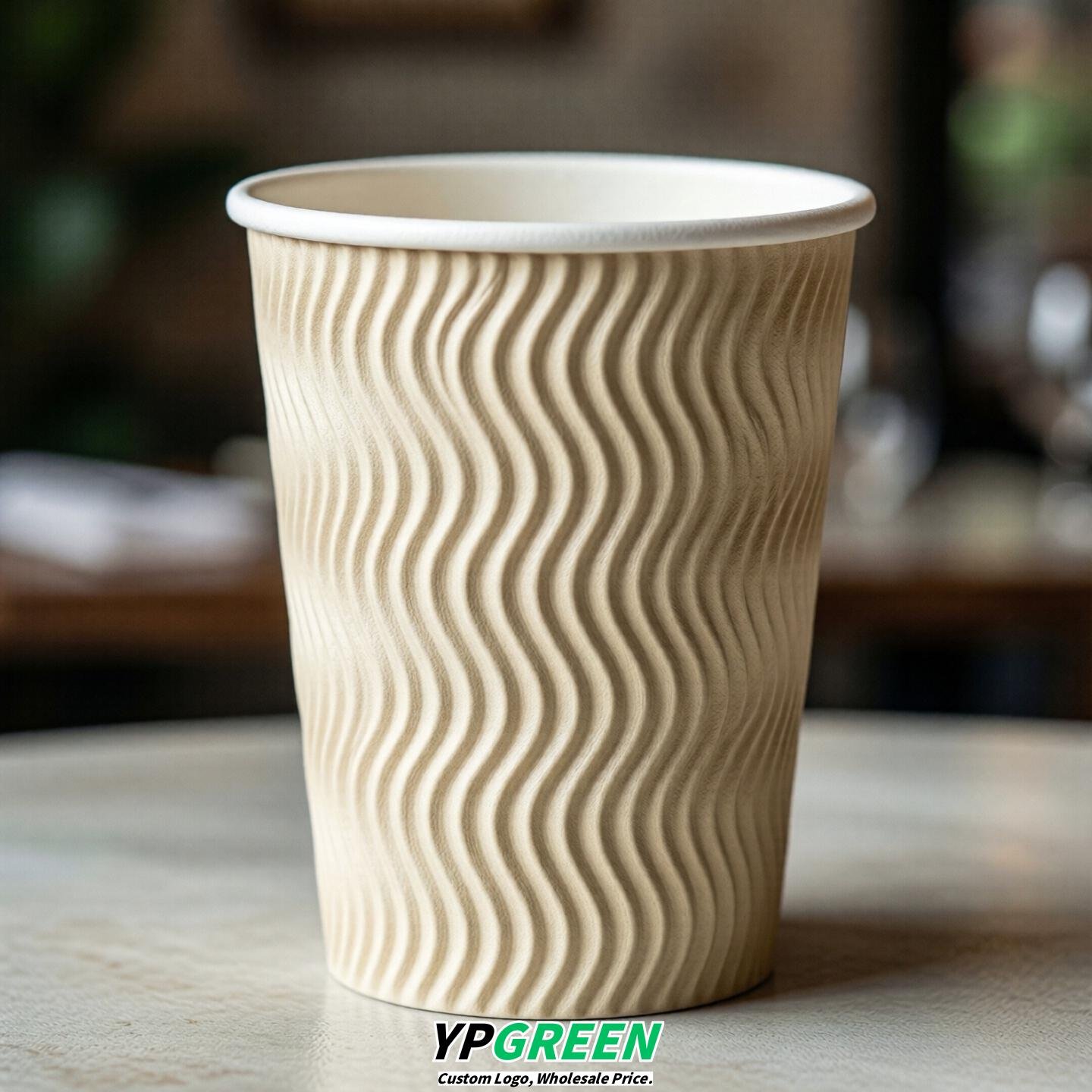 Cream Embossed Paper Cups 10oz/12oz/16oz/20oz/22oz