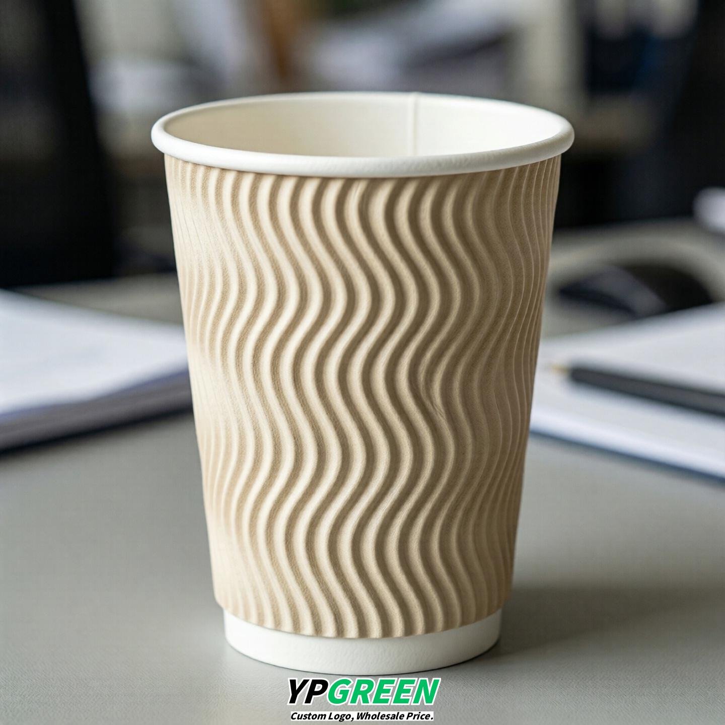 Cream Embossed Paper Cups 10oz/12oz/16oz/20oz/22oz