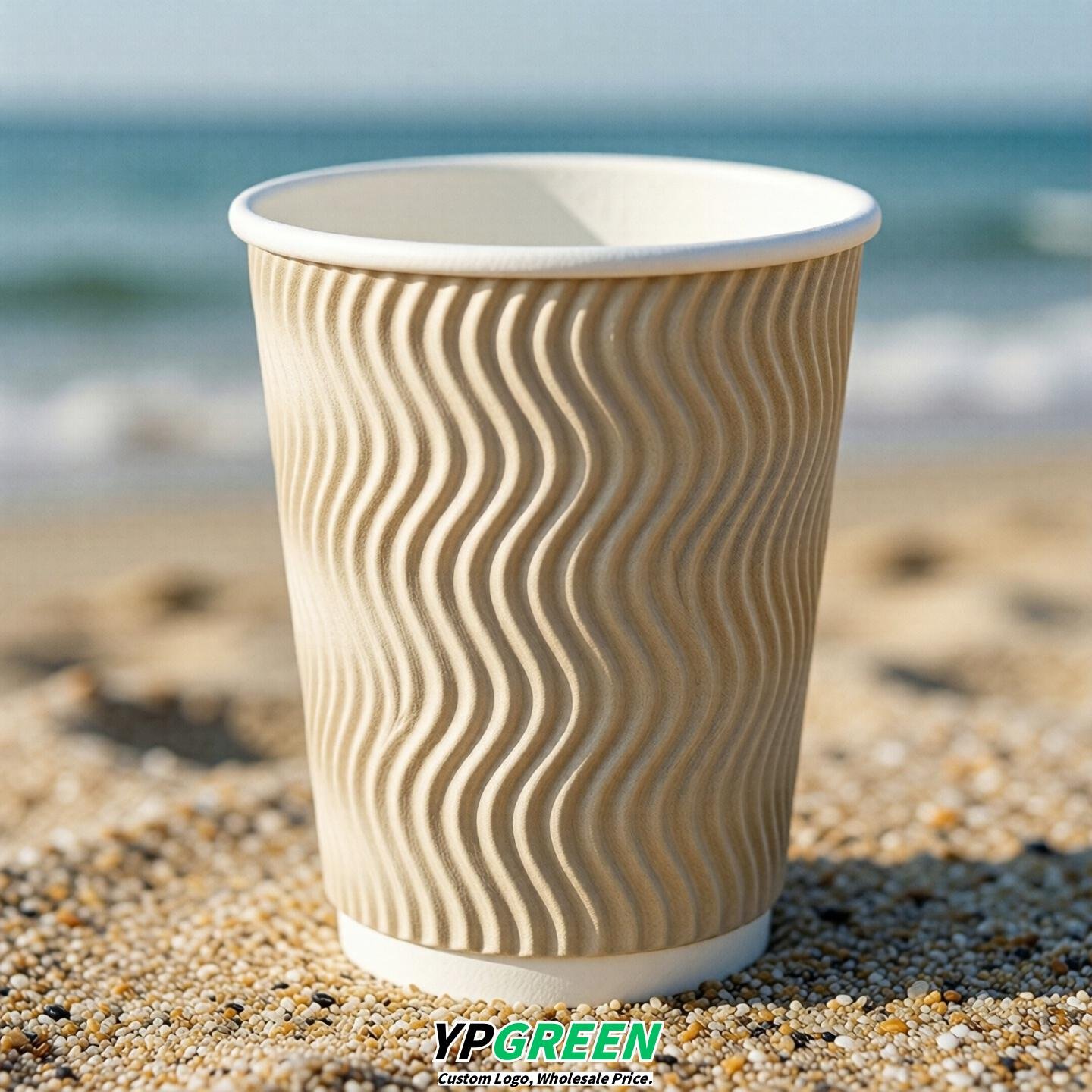 Cream Embossed Paper Cups 10oz/12oz/16oz/20oz/22oz