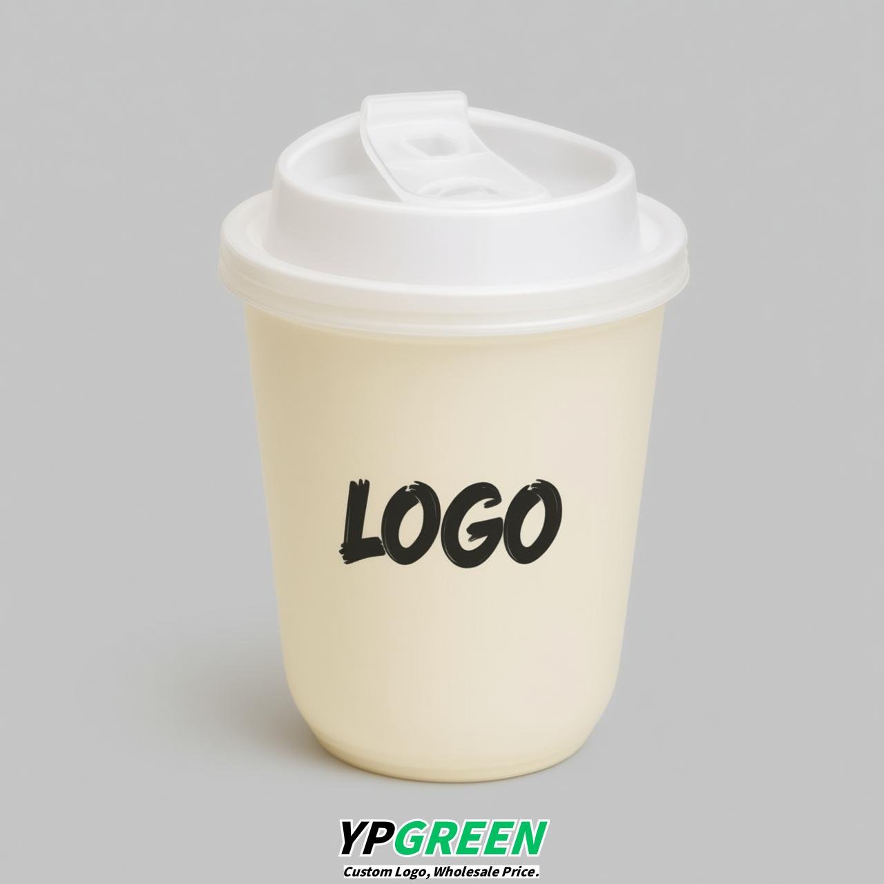 Cream U Shape Cups with Lid - Custom Logo PP & PET Plastic Disposable