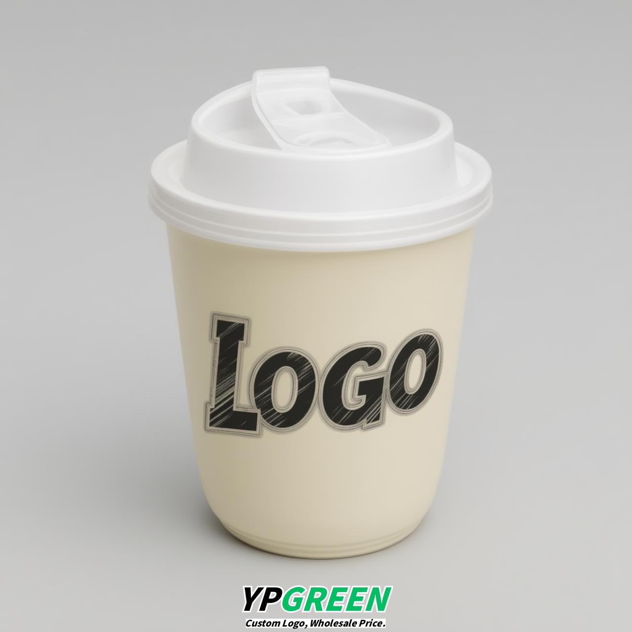 Cream U Shape Cups with Lid - Custom Logo PP & PET Plastic Disposable