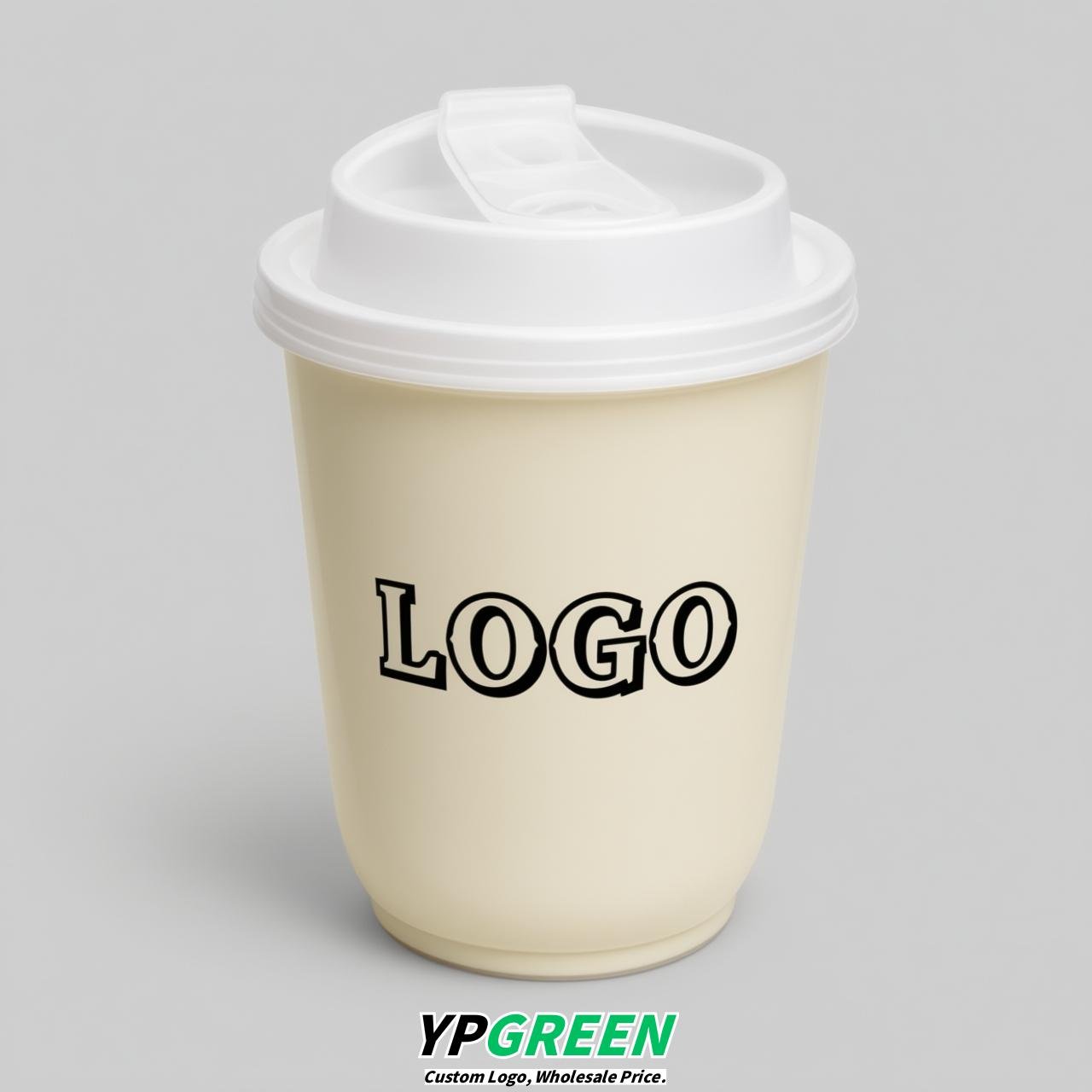 Cream U Shape Cups with Lid - Custom Logo PP & PET Plastic Disposable