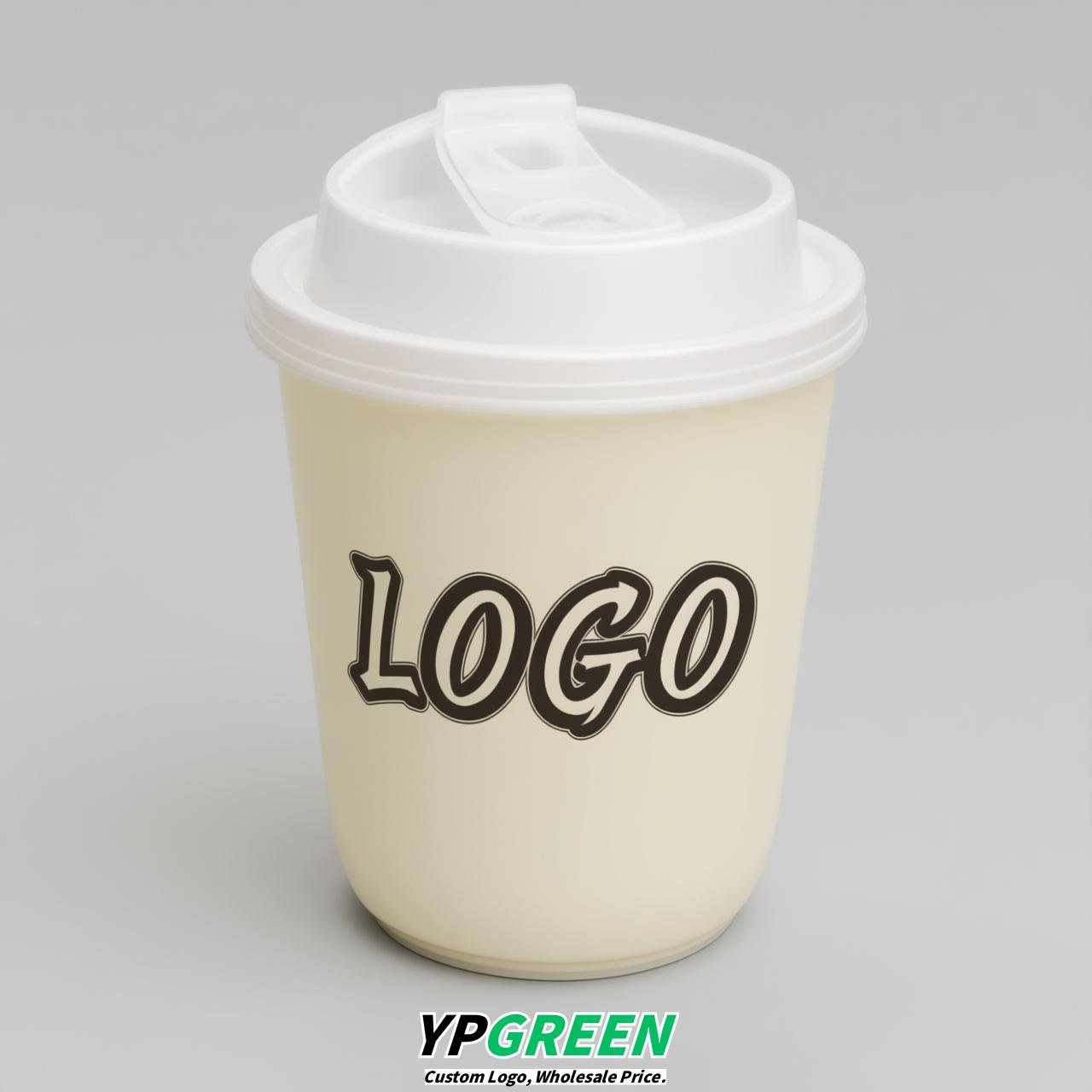 Cream U Shape Cups with Lid - Custom Logo PP & PET Plastic Disposable