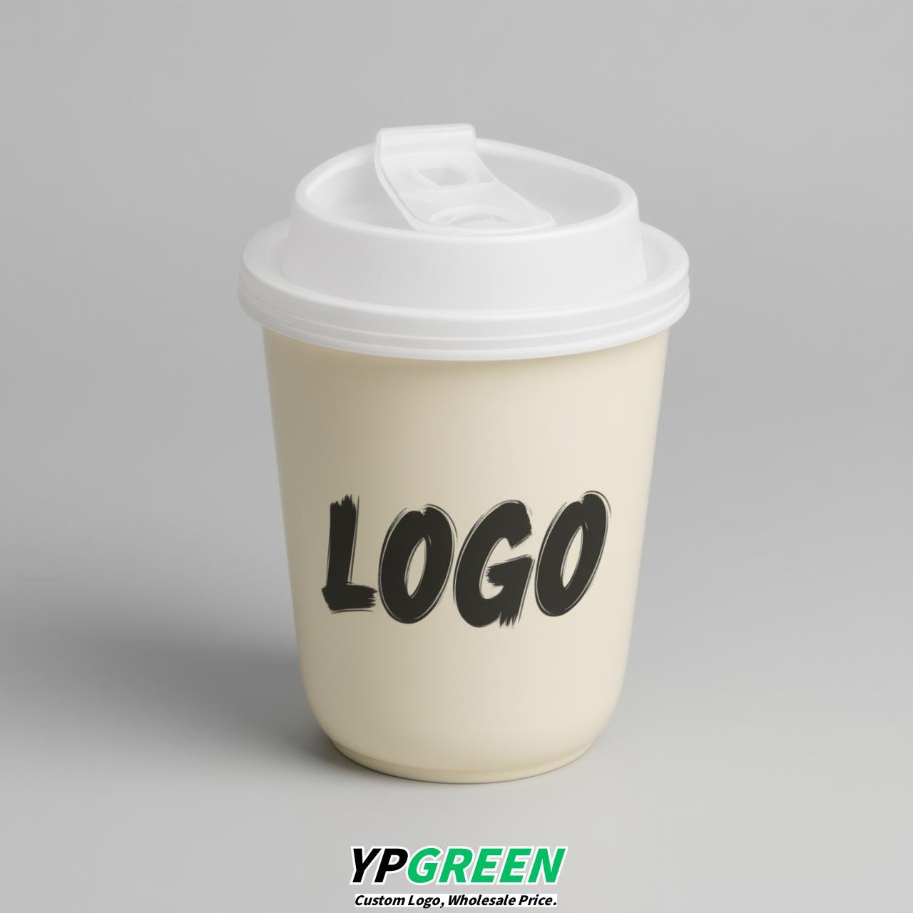 Cream U Shape Cups with Lid - Custom Logo PP & PET Plastic Disposable