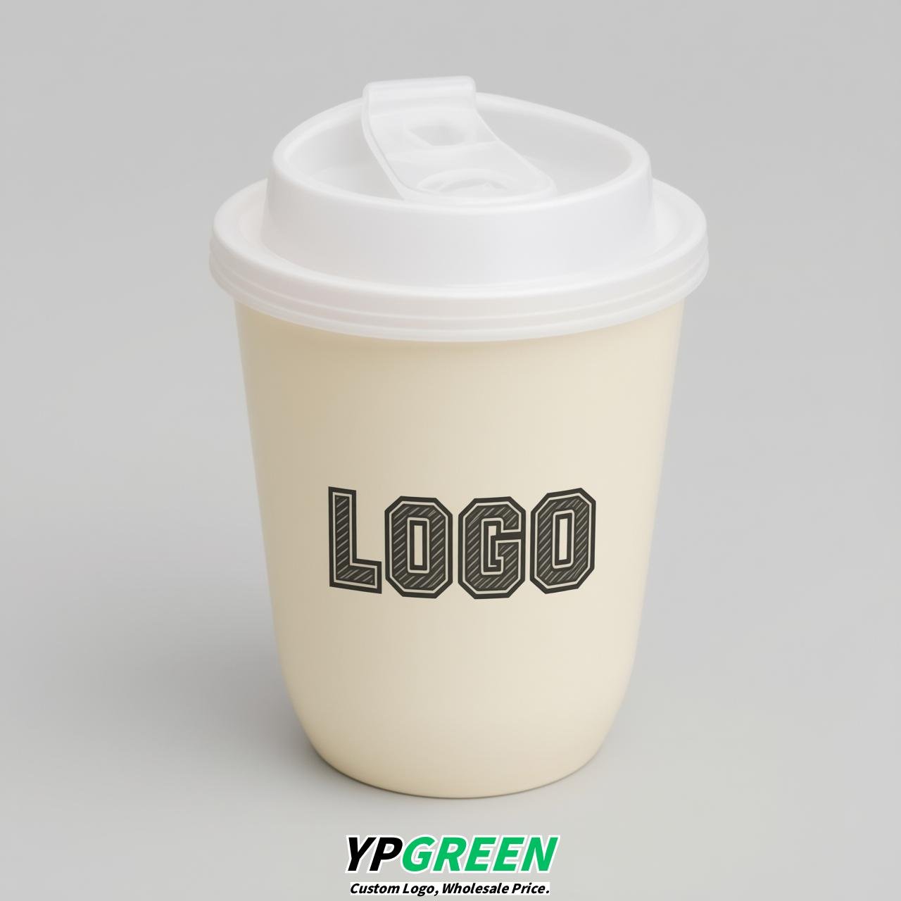 Cream U Shape Cups with Lid - Custom Logo PP & PET Plastic Disposable