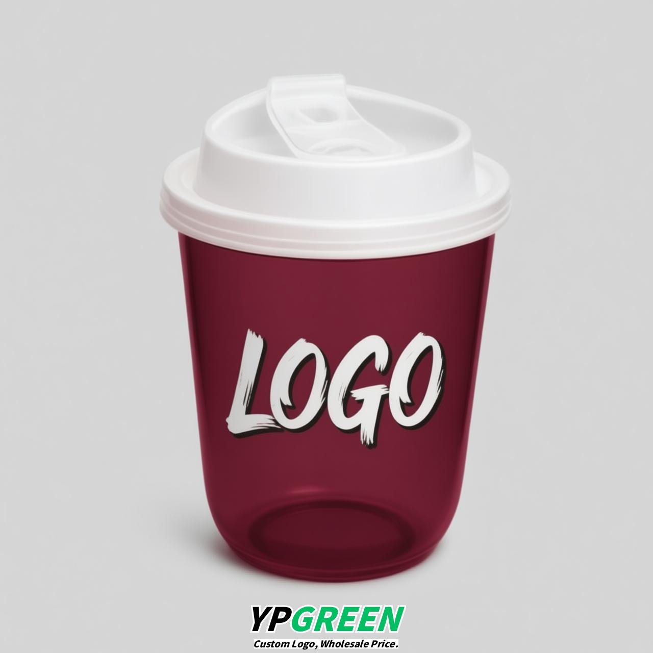 Crimson U Shape Cups with Lid - Custom Logo PP & PET Plastic Disposable
