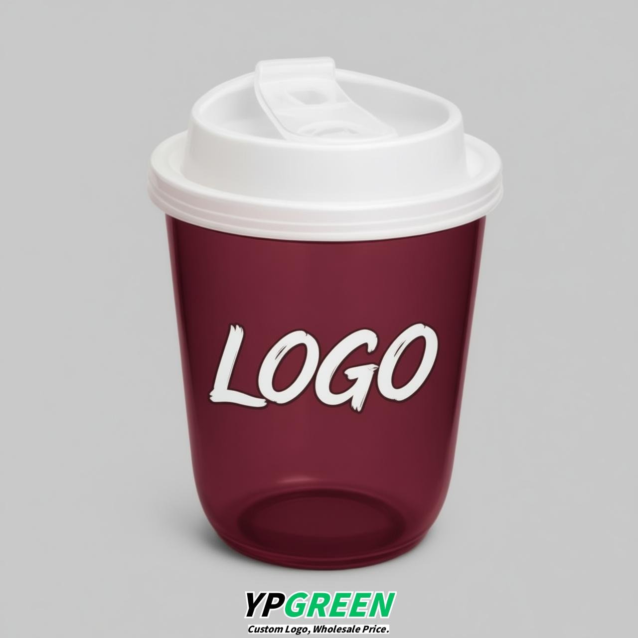 Crimson U Shape Cups with Lid - Custom Logo PP & PET Plastic Disposable