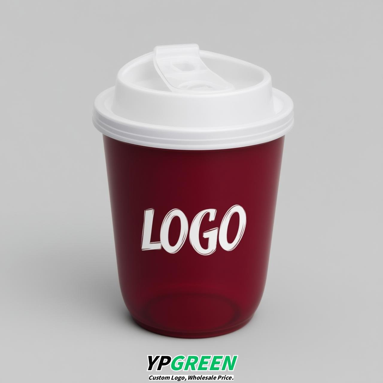 Crimson U Shape Cups with Lid - Custom Logo PP & PET Plastic Disposable