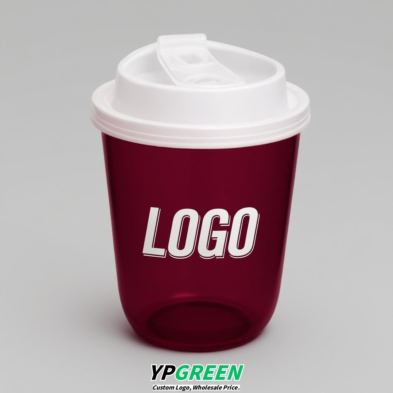 Crimson U Shape Cups with Lid - Custom Logo PP & PET Plastic Disposable