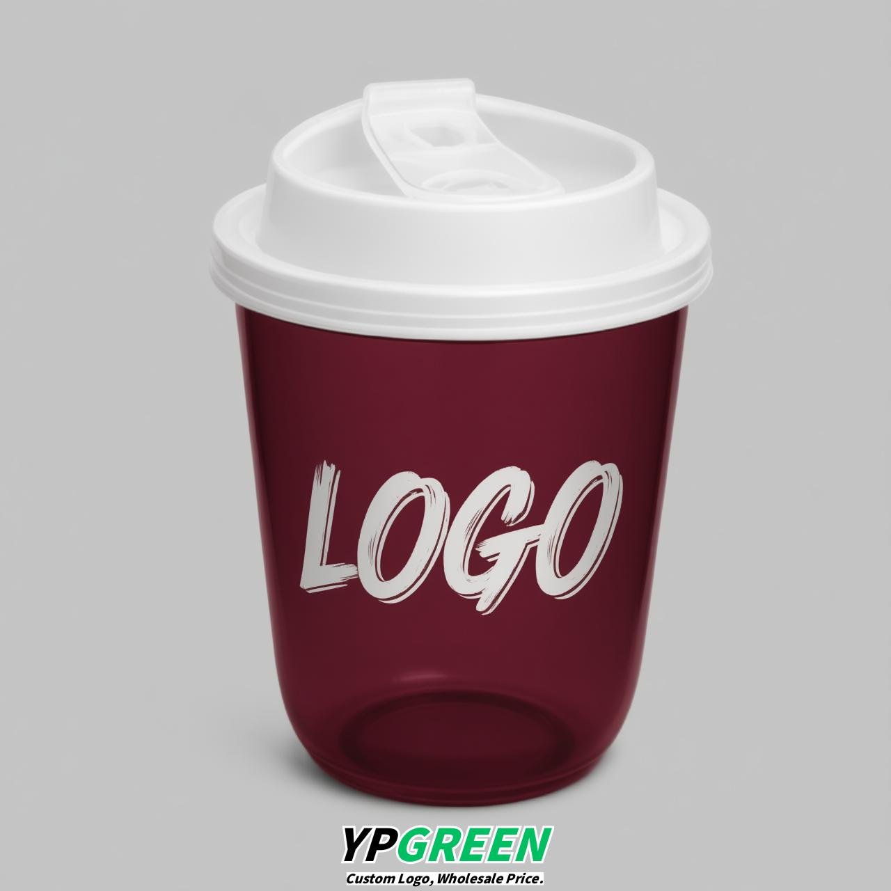 Crimson U Shape Cups with Lid - Custom Logo PP & PET Plastic Disposable