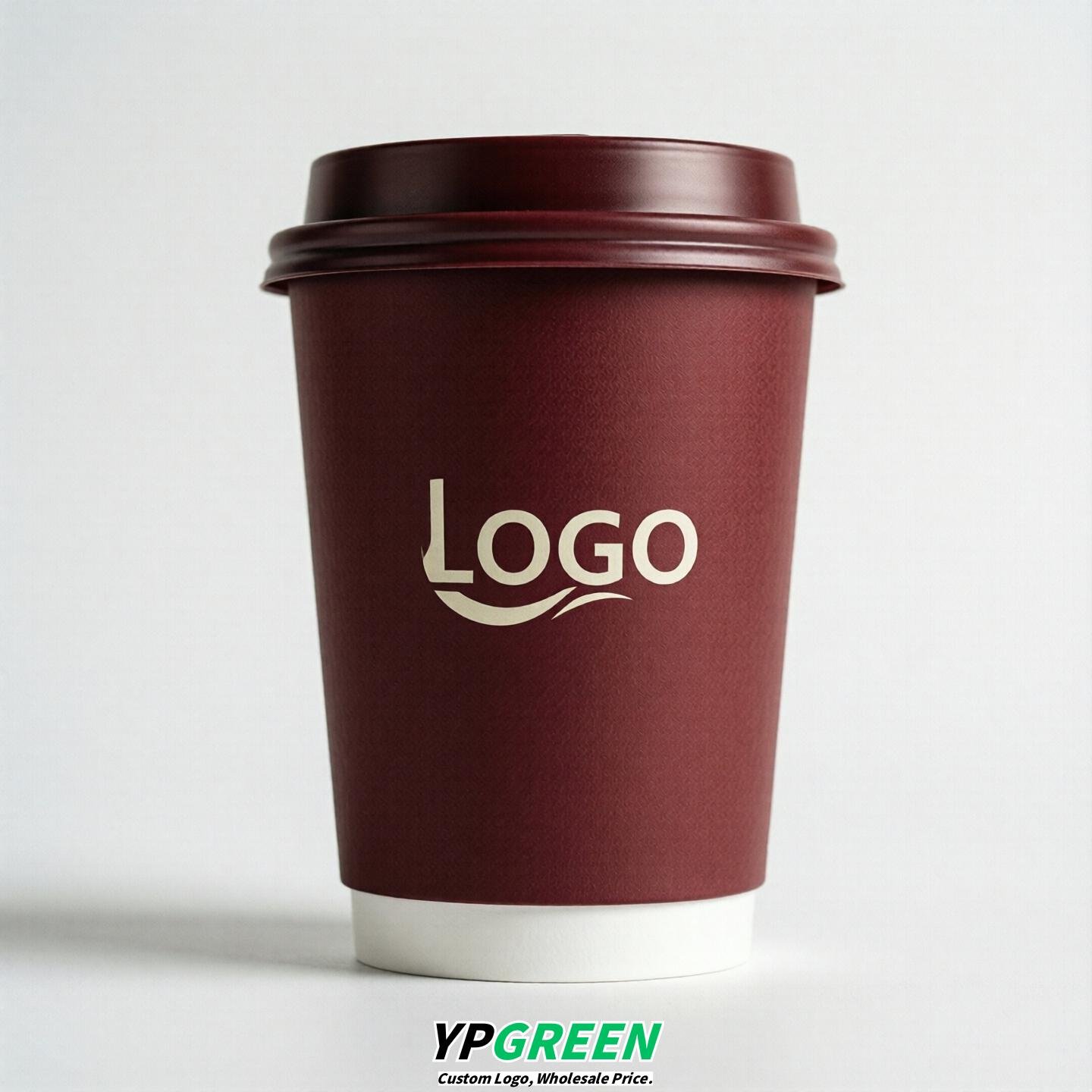 Crimson Custom Logo Paper Cups: 8-24oz & Double Wall