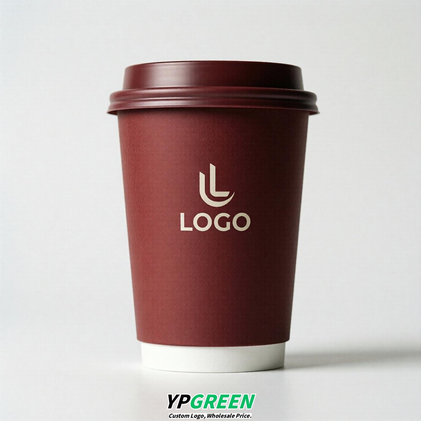 Crimson Custom Logo Paper Cups: 8-24oz & Double Wall