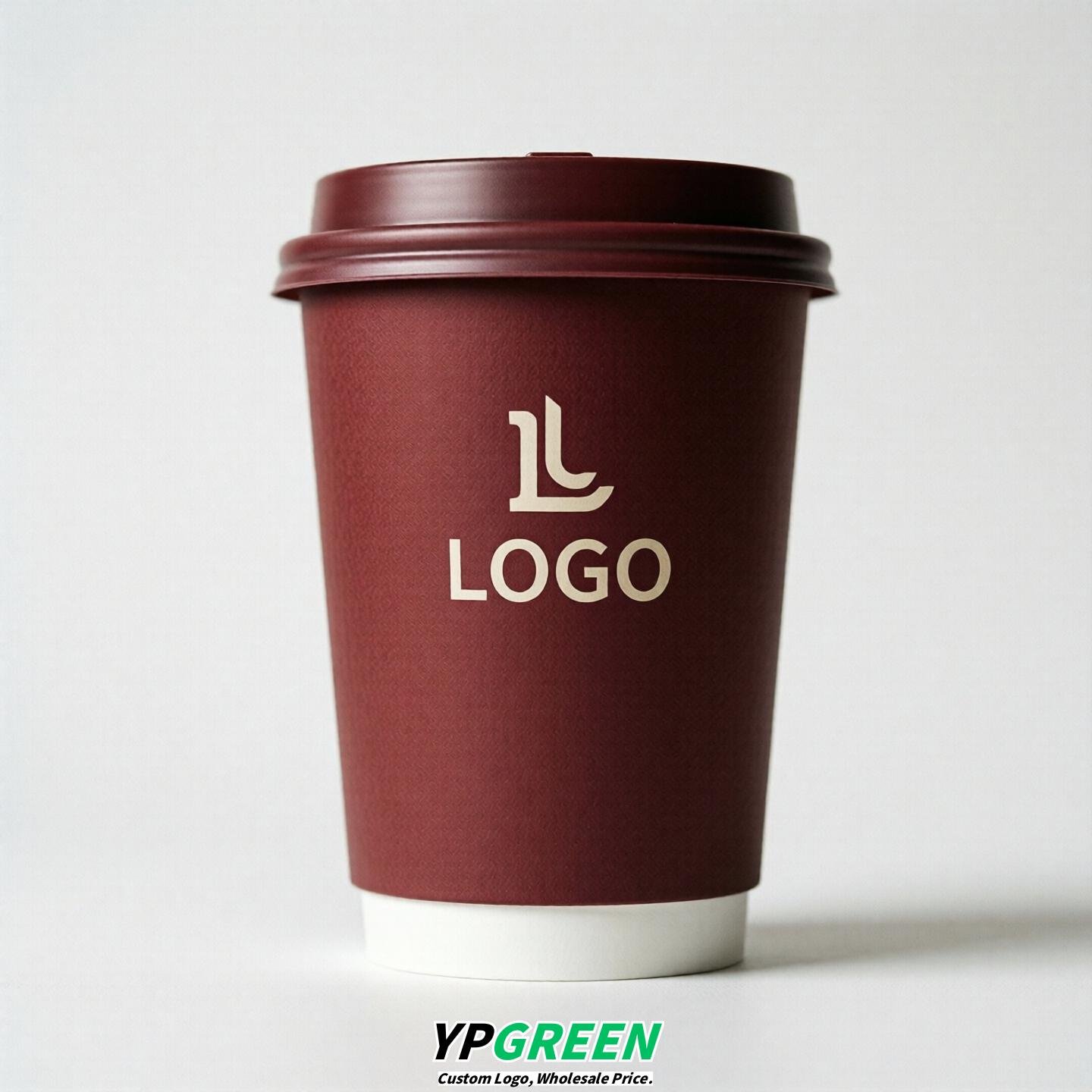 Crimson Custom Logo Paper Cups: 8-24oz & Double Wall