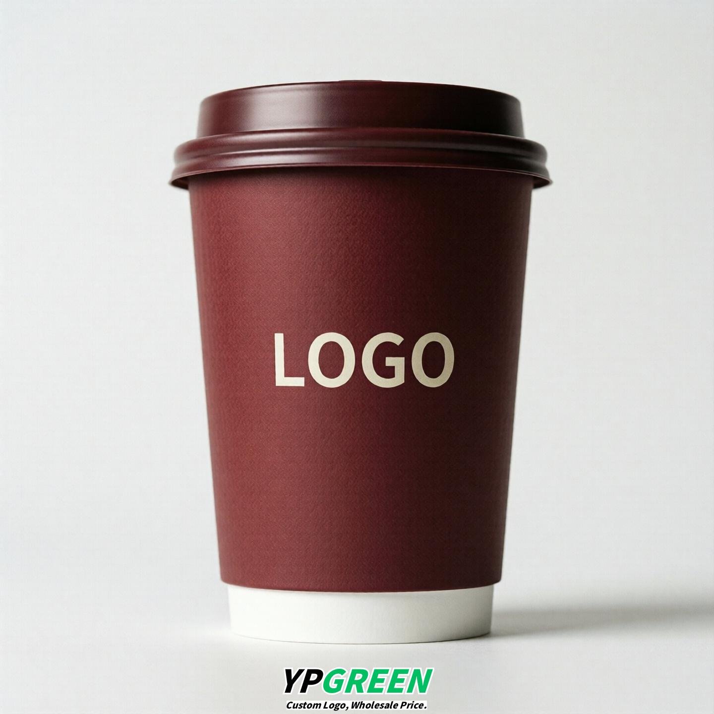 Crimson Custom Logo Paper Cups: 8-24oz & Double Wall